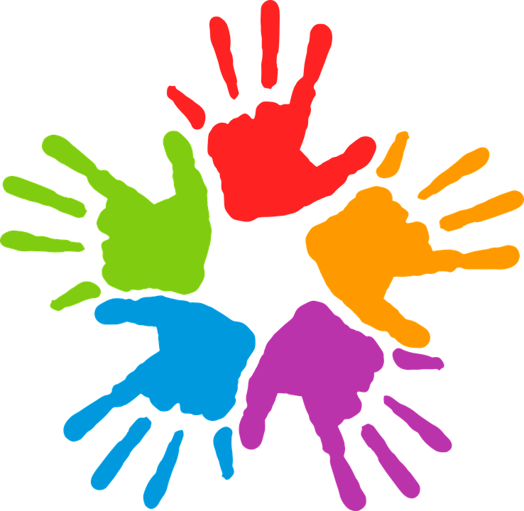Helping hands representing multi-races